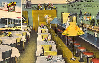 Crest-Hi Restaurant on Highway 66 in Albuquerque, New Mexico, across from the Hiland Theater